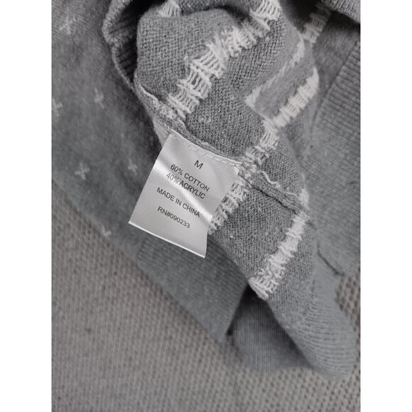 On the Bias Southwest Holiday Sweater Mens Medium Gray Deer Ribbed Long Sleeve - Picture 7 of 14